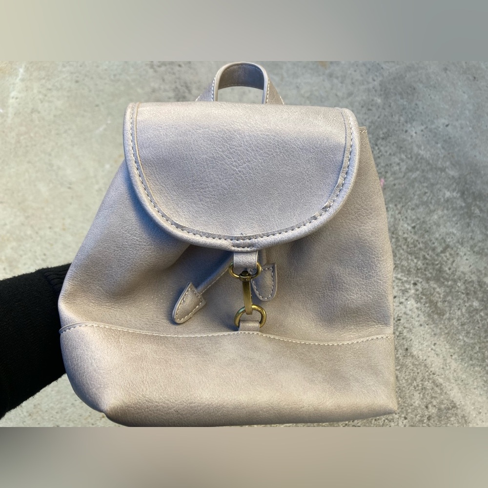 Faux leather mini backpack in gray